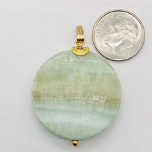 Load image into Gallery viewer, Hemimorphite14K Gold Filled Disc Dangle Pendant | 1 3/4" Long | Aqua/Lemon |