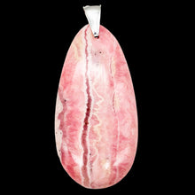Load image into Gallery viewer, 1 Natural Lacy Pink Rhodochrosite 60x30mm Sterling Silver Pendant