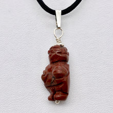 Load image into Gallery viewer, Brecciated Jasper Goddess of Willendorf Sterling Silver Pendant|1.38" Long| Red - PremiumBead Alternate Image 6