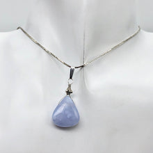 Load image into Gallery viewer, Blue Chalcedony Designer Sterling Silver Pendant | 18x16x6mm | 1 1/2" Long |