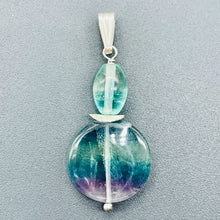 Load image into Gallery viewer, Fluorite Sterling Silver Goddess Dangle Pendant | 2" Long | Blue/Purple | 1 |