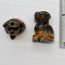 Load image into Gallery viewer, Faithful Puppy! 2 Tiger Eye Hand Carved Dog Beads | 22x15x15mm | Golden Brown