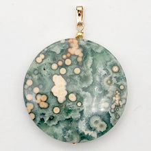 Load image into Gallery viewer, White Green Gold Ocean Jasper & 14K Gold Filled Pendant | 36mm | 2" Long |