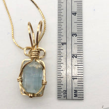 Load image into Gallery viewer, Natural Aquamarine Crystal 14k Wire Wrap Pendant | 1 1/4" Long | Aqua | Crystal| - PremiumBead Alternate Image 4