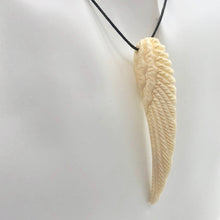 Load image into Gallery viewer, Water Buffalo Bone Carved Angel Wing Pendant Bead | 58.5x16x6mm | Bone | 10841 | 58.5x16x6mm | Cream - PremiumBead Alternate Image 4