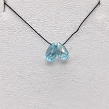 Load image into Gallery viewer, Pair (2) Rare Natural Blue Zircon Faceted 9x4.5-8.2x4mm Briolette Beads 5095C - PremiumBead Alternate Image 3