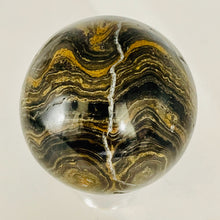 Load image into Gallery viewer, Stromatolite Scry Crystal Round Meditation Sphere | 50mm | Bronze/Black | 1 |