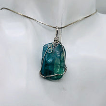 Load image into Gallery viewer, Blue Fluorite Wire Wrap Sterling Silver Drop Pendant | 1 3/4" Long | Blue | 1 ea