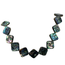 Load image into Gallery viewer, Blue Sheen Abalone 15mm Square Pendant Bead Strand