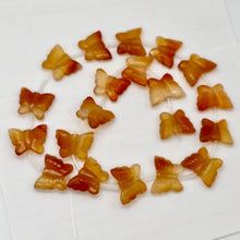 Load image into Gallery viewer, Flutterine 2 Carved Carnelian Butterfly Beads | 15x19x5mm-19x21x5mm | Orange