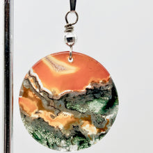 Load image into Gallery viewer, Limbcast Moss Agate Sterling Silver Pendant | 28x2mm| Orange/Green | 1 3/4" Long