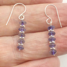 Load image into Gallery viewer, Iolite Faceted Rondelle Dangle Earrings | 1 1/4" Long | Purple | 1 Pair |