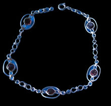Load image into Gallery viewer, Adorable! Sterling Silver & Garnet 7.5" Bracelet 10065