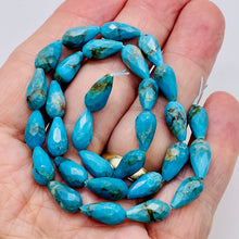 Load image into Gallery viewer, Natural Turquoise Faceted Teardrop Bead Strand 107404B