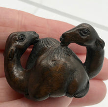 Load image into Gallery viewer, Carved Double Camel Dark Teak Ojime/Netsuke Bead - PremiumBead Alternate Image 4