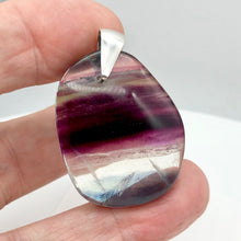 Load image into Gallery viewer, Fluorite Freeform Sterling Silver Pendant Dramatic| 1 3/4" | Purple/Teal |Oval | - PremiumBead Alternate Image 4