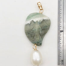 Load image into Gallery viewer, Pretty Ocean Jasper Carved Autumn Leaf Bead and Pearl Pendant | 1 3/4" Long |