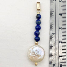 Load image into Gallery viewer, Natural Lapis & Drop FW Coin Pearl 14Kgf Pendant | 1 3/4" long | - PremiumBead Alternate Image 6