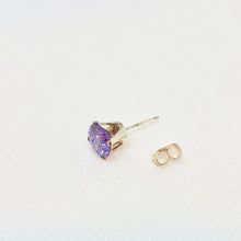 Load image into Gallery viewer, February 7mm Lab Amethyst & Sterling Silver Earrings 9780B - PremiumBead Primary Image 1