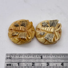 Load image into Gallery viewer, 2 Carved Butterfly/Rose Waterbuffalo Bone Beads 7553