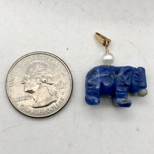 Load image into Gallery viewer, Wild Hand Carved Sodalite Elephant 14 Kgf Pendant |21x16x8mm| Blue| 1 1/4" long| - PremiumBead Alternate Image 5
