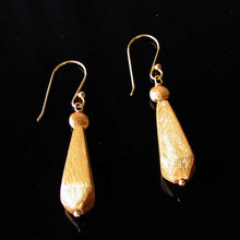 Load image into Gallery viewer, Designer Brushed 22K Vermeil Faceted 29x9mm Teardrop Earrings 309816A - PremiumBead Alternate Image 2