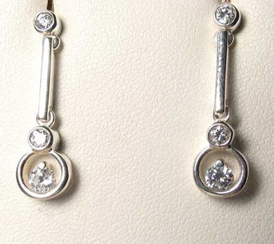 Art Deco Clear Cubic Zircon & 925 Sterling Silver Drop/Dangle Earrings 10552 - PremiumBead Primary Image 1