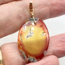 Load image into Gallery viewer, Moss Agate Oval 14K Gold Filled Pendant | 2" Long | Tangerine Yellow | 1 Pendant