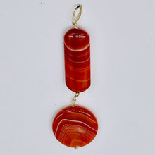 Load image into Gallery viewer, Sardonyx Large Round and Rectangle Pendant| 3 1/2" Long | Red/Orange/White |