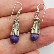 Load image into Gallery viewer, Sugilite Sterling Silver Drop Earrings | 1 1/2" Long | Purple | 1 Pair |