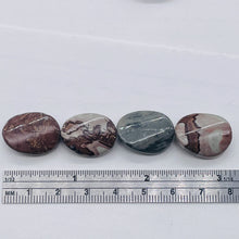 Load image into Gallery viewer, 4 Red Flower Apache Jasper Twist Oval Focal Beads 8900
