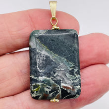 Load image into Gallery viewer, Tsunami Stone 14K Gold Filled Rectangle Pendant | 35x25x7.5mm | Green White | 1