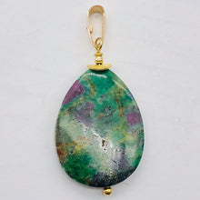 Load image into Gallery viewer, Natural Ruby Zoisite and 14K Gold Filled Pendant | 2" Long | Green/Red |