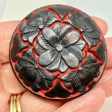 Load image into Gallery viewer, Carved Black Over Red Cinnabar Disc Bead 45mm 7042B | 45x12.5mm | Black/Red - PremiumBead Alternate Image 2