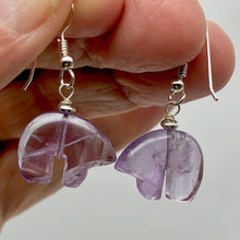 Load image into Gallery viewer, Amethyst Sterling Silver Zuni Bear Drop/Dangle Earrings | 2 1/4" Long | Purple |