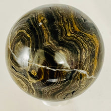 Load image into Gallery viewer, Stromatolite Scry Crystal Round Meditation Sphere | 50mm | Bronze/Black | 1 |