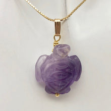 Load image into Gallery viewer, Majestic Hand Carved Amethyst Sea Turtle and 14K Gold Filled Pendant 509276AMD - PremiumBead Alternate Image 2