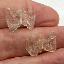 Load image into Gallery viewer, 2 Hand Carved Natural Quartz Bat Beads | 21x16x5mm | Clear