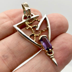 Amethyst Sterling Silver Pendant with 18K Gold Accent - PremiumBead Alternate Image 5