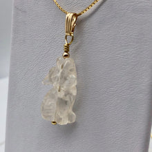 Load image into Gallery viewer, Howling! Clear Quartz 14K Gold Filled Wolf Coyote Pendant 509282QZG - PremiumBead Alternate Image 9