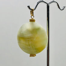 Load image into Gallery viewer, Hemimorphite 14K Gold Filled Disc Dangle Pendant | 1 3/4" Long | Aqua/Lemon |