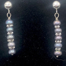 Load image into Gallery viewer, FW Pearls Sterling Silver Drop/Dangle | 1 " Long | Blue Silver | 1 Post Earrings