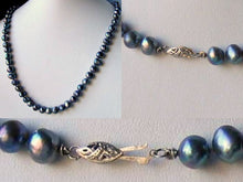 Load image into Gallery viewer, Blue Peacock Baroque Freshwater Pearl & Silver 22 inch Necklace 9814 - PremiumBead Primary Image 1