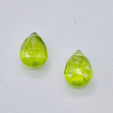 Load image into Gallery viewer, Gem! Faceted Untreated Peridot Briolette Beads Matched Pair | 10x7x5mm | 5.1tcw|