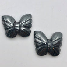 Load image into Gallery viewer, Iron Butterfly 2 Hand Carved Hematite Butterfly Beads | 21x18x5mm | Silver black - PremiumBead Primary Image 1