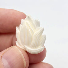 Load image into Gallery viewer, Water Buffalo Bone Lotus Flower Pendant Bead | 25.5x26x4.5mm | White | 10843 | 25.5x26x4.5mm | Cream - PremiumBead Alternate Image 3