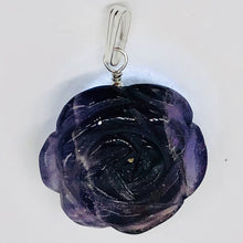 Load image into Gallery viewer, Semi Precious Stone Jewelry Carved Rose Pendant Necklace of Amethyst/Silver