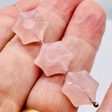 Load image into Gallery viewer, 3 Carved Rose Quartz 6-Point 16x9mm Star Beads 9245RQ | 16x9mm | Pink