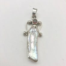 Load image into Gallery viewer, Exotic! Biwa Pearl Pendant Necklace with Red Garnet in Sterling Silver Setting - PremiumBead Primary Image 1