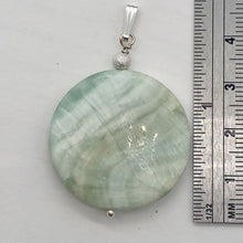 Load image into Gallery viewer, Wavy Hemimorphite Disc Dangle Sterling Silver Pendant| 1 3/4" Long| Aqua/Green |